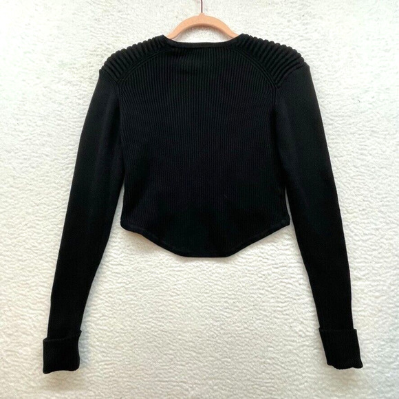 Cabi Sweater Womens Small Black Crop Ribbed Knit Hi Low Pullover Classic 3525 - Picture 2 of 11